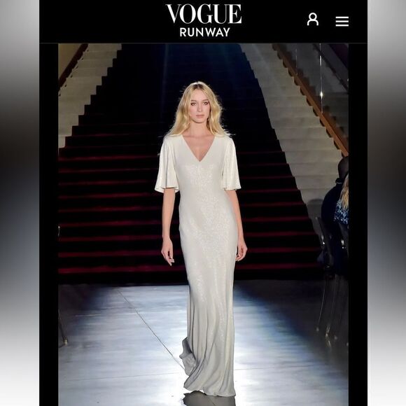 NWT Rachel Zoe Heather Fluid Maxi White Dress Sequin Size 4 - Picture 3 of 17